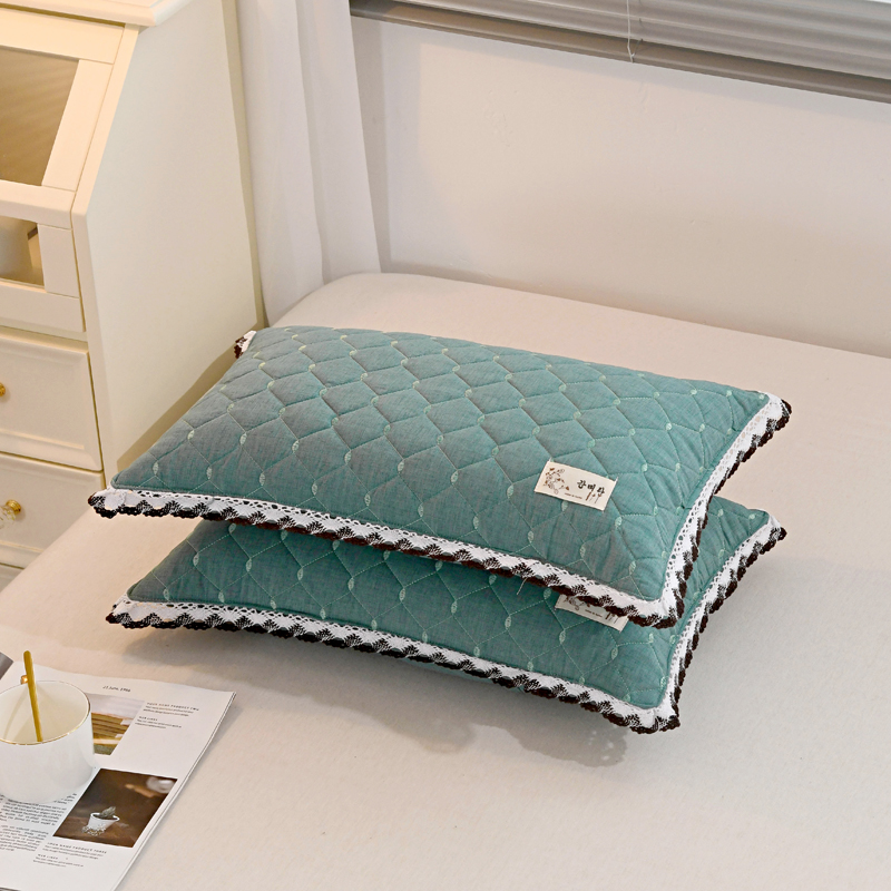 2024新款舒适亲肤棉荞麦枕头枕芯 35x55cm 绗缝绿35x55cm
