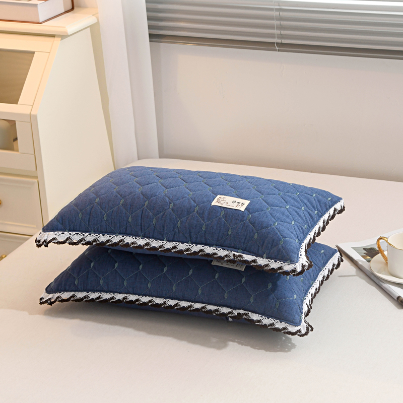 2024新款舒适亲肤棉荞麦枕头枕芯 40x60cm 绗缝深蓝40x60cm