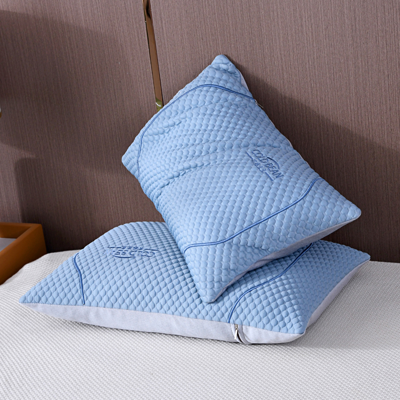 2024新款冰豆豆刺绣枕芯-荞麦枕-茶香枕 48*74cm 凉豆豆-蓝茶香枕