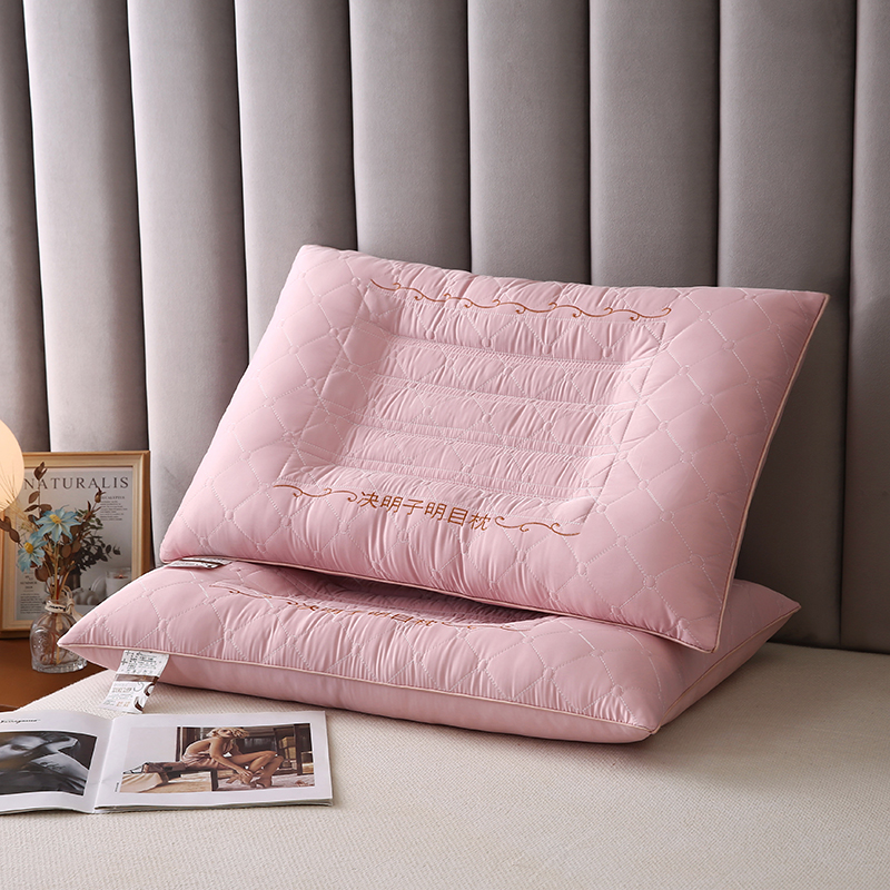 2024新款乳胶决明子枕头枕芯枕头芯 48*74cm/只 粉色低枕