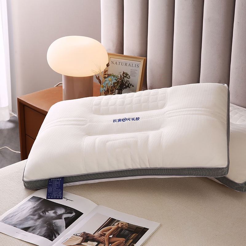 2024新款抗菌水光乳胶枕头枕芯枕头芯 48*74cm/对 白色高枕
