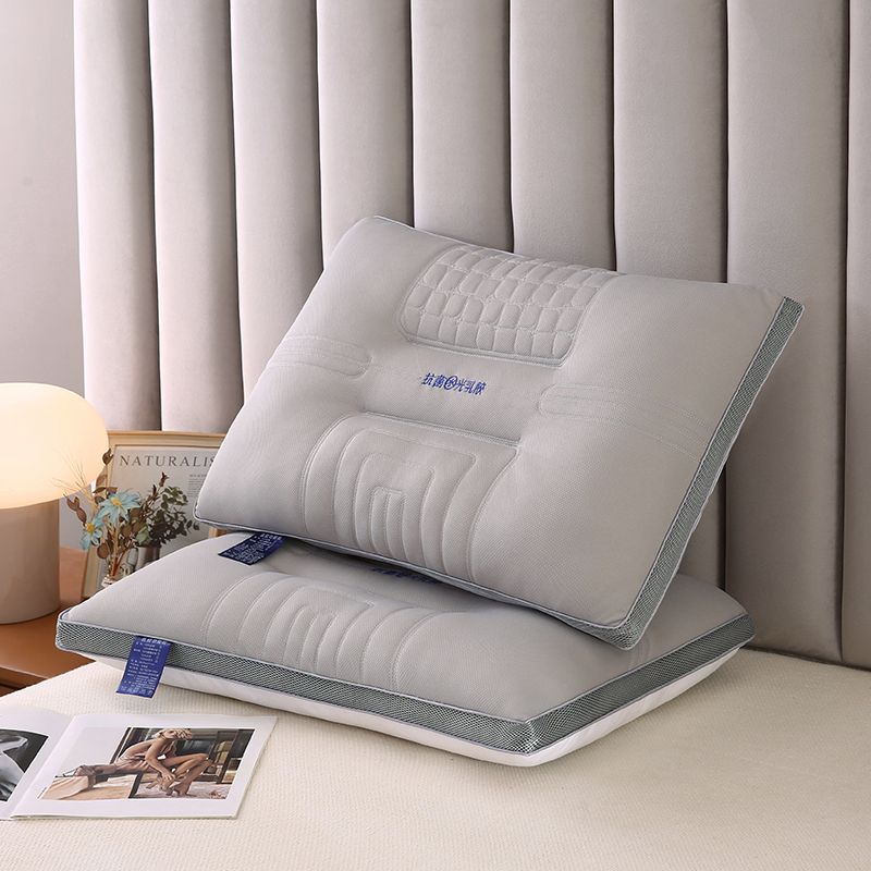 2024新款抗菌水光乳胶枕头枕芯枕头芯 48*74cm/对 灰色低枕