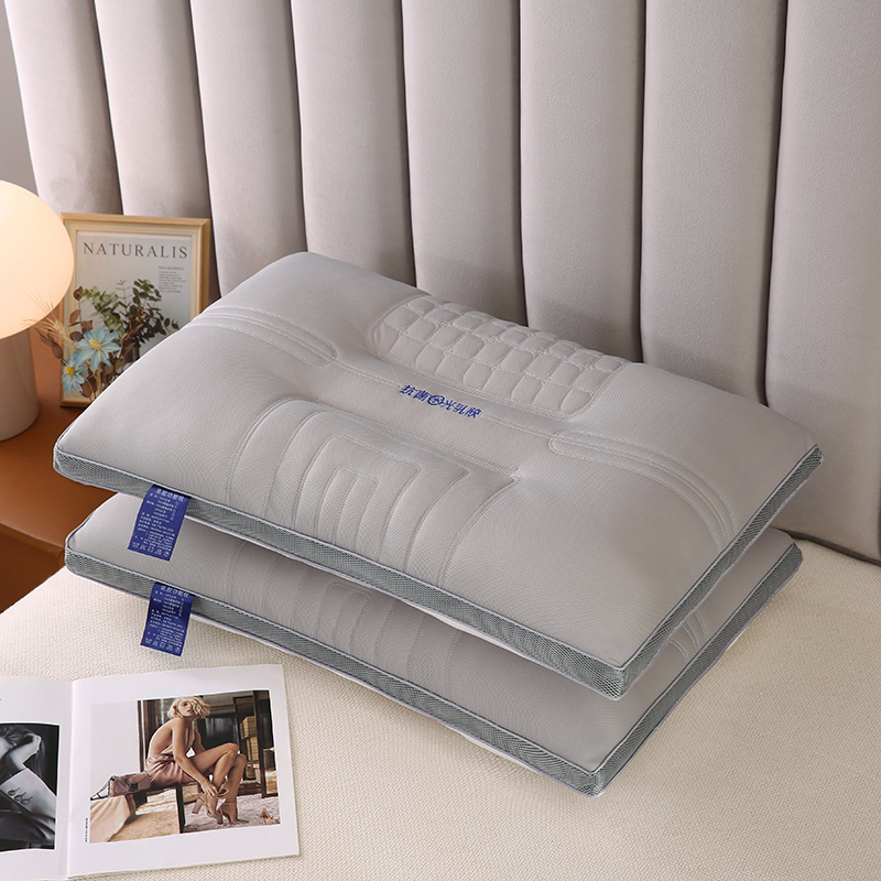 2024新款抗菌水光乳胶枕头枕芯枕头芯 48*74cm/对 灰色中枕