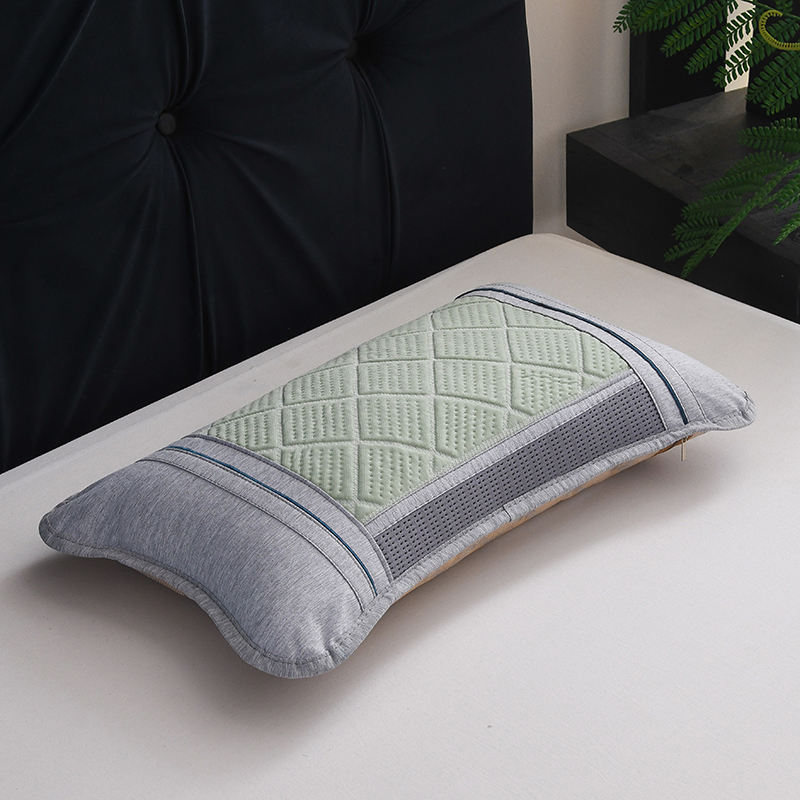 2024凉豆豆菱形格荞麦枕枕头枕芯枕头芯茶叶枕 35-55荞麦壳 菱形圆角绿色