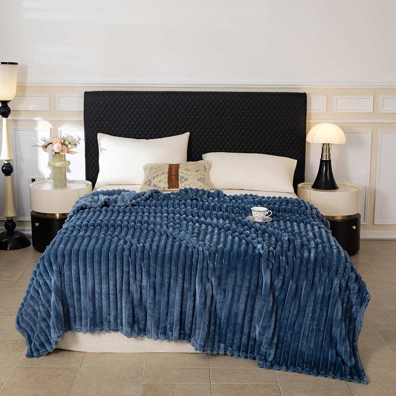 2024新款柔软舒适兔毛毯盖毯毯子 120x200cm 宾利蓝