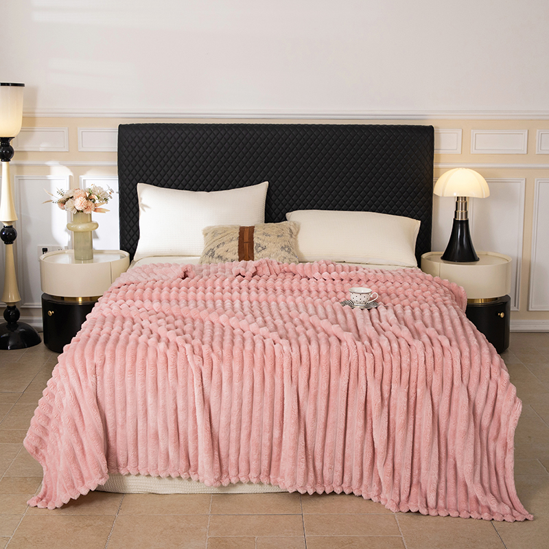 2024新款柔软舒适兔毛毯盖毯毯子 150x200cm 粉色