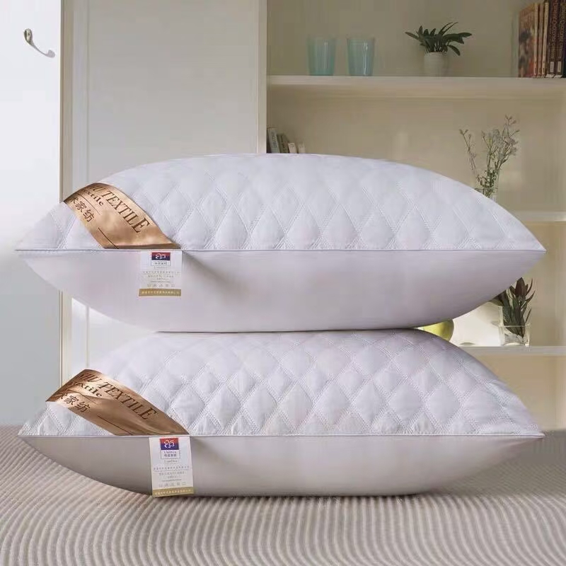 爆款枕头三线格绗缝立体羽丝绒枕芯磨毛 量大从优 低枕【单边】白色