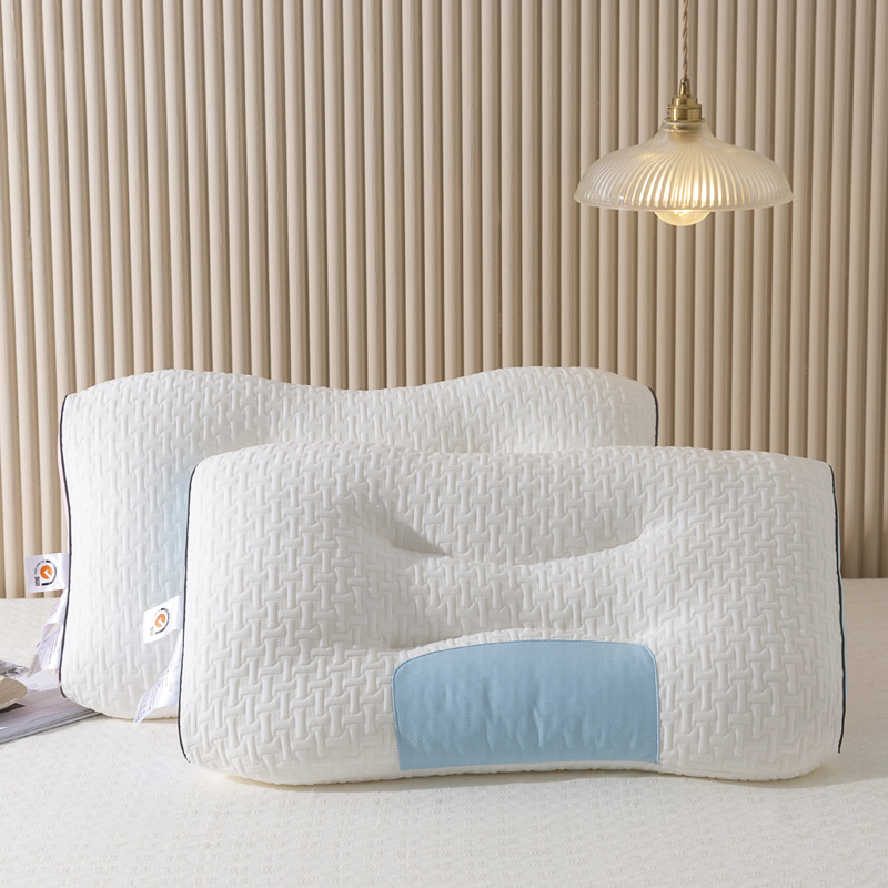 2024新款针织棉分区枕 枕头枕芯 48*74cm/只 针织棉枕-蓝