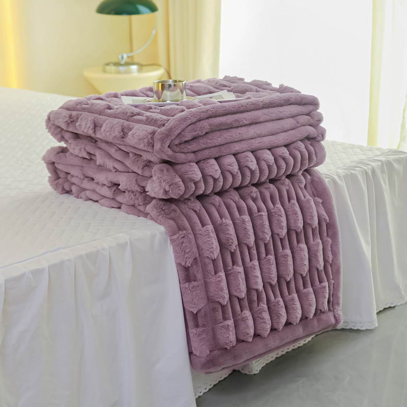 2024新款新款奢享生活裘皮毯毛毯盖毯 200*230cm 裘皮毯-紫玉