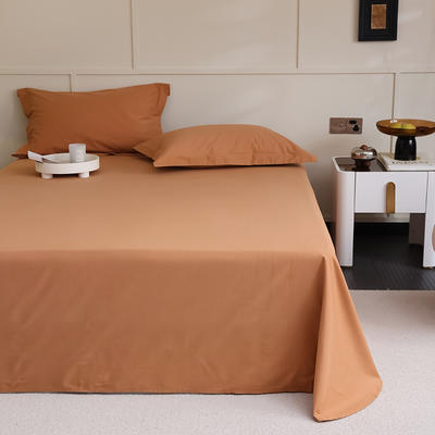 2023新款A类加厚100支超柔全棉长绒棉磨毛系列单品床单 床单245x250cm 暖橙