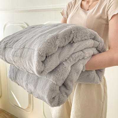 2023新款兔兔绒毛毯貂皮毛毯盖毯午休毯皮草毯学生毯--卡斯娜系列 100cmx150cm 卡斯娜-灰