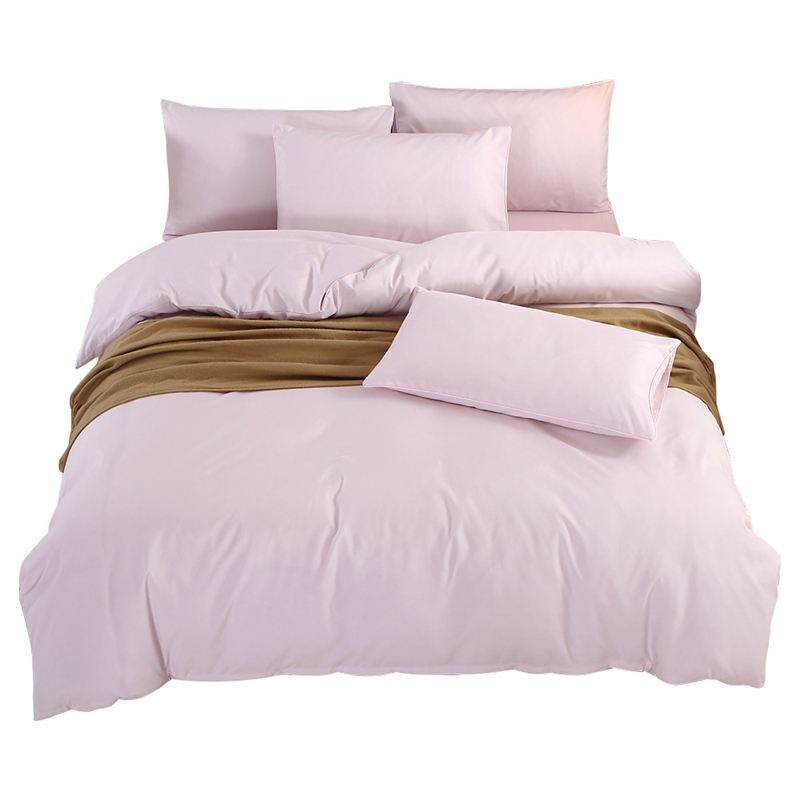 2022新款网红床上用品纯色四件套 1.2m床单款三件套 纯色浅粉色