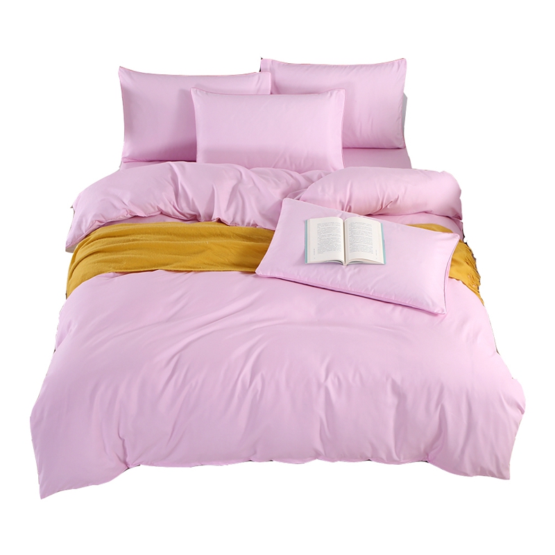 2022新款网红床上用品纯色四件套 1.2m床单款三件套 纯色粉色