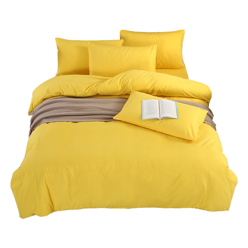 2022新款网红床上用品纯色四件套 1.2m床单款三件套 纯色黄色