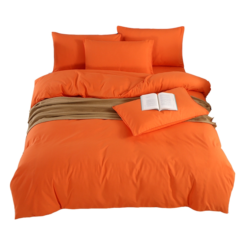 2022新款网红床上用品纯色四件套 1.2m床单款三件套 纯色橘色