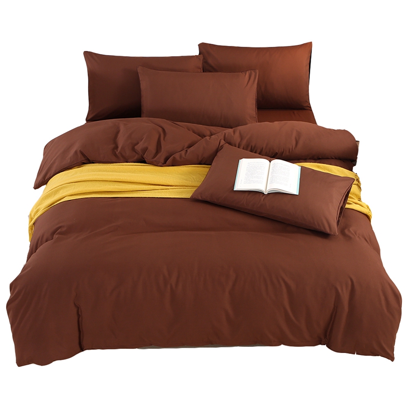 2022新款网红床上用品纯色四件套 1.2m床单款三件套 纯色深咖啡