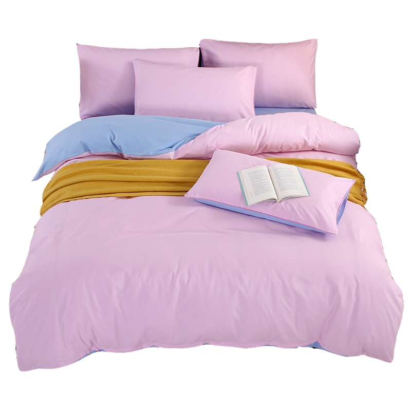 2022新款网红床上用品纯色四件套 1.2m床单款三件套 粉色蓝