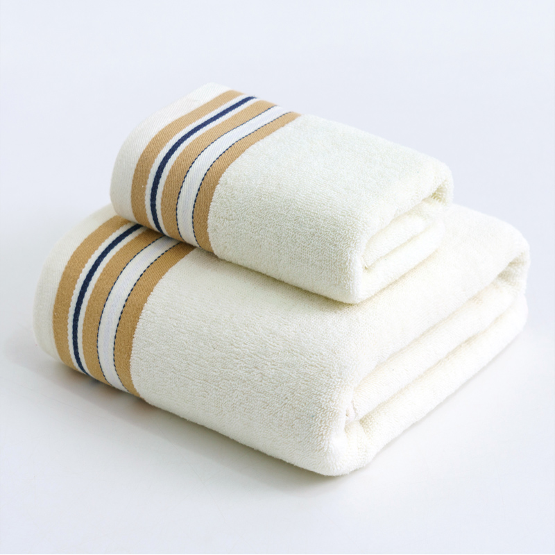2022新款全棉32股毛巾浴巾--彩格条系列 毛巾+浴巾-洁白