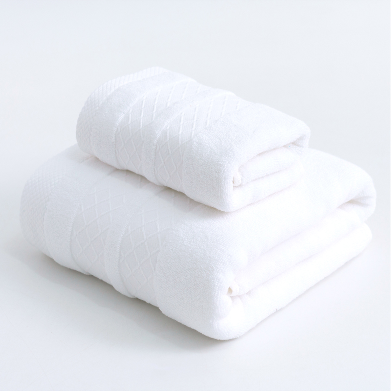 2022新款全棉32股毛巾浴巾--小棱形系列 毛巾+浴巾-洁白色