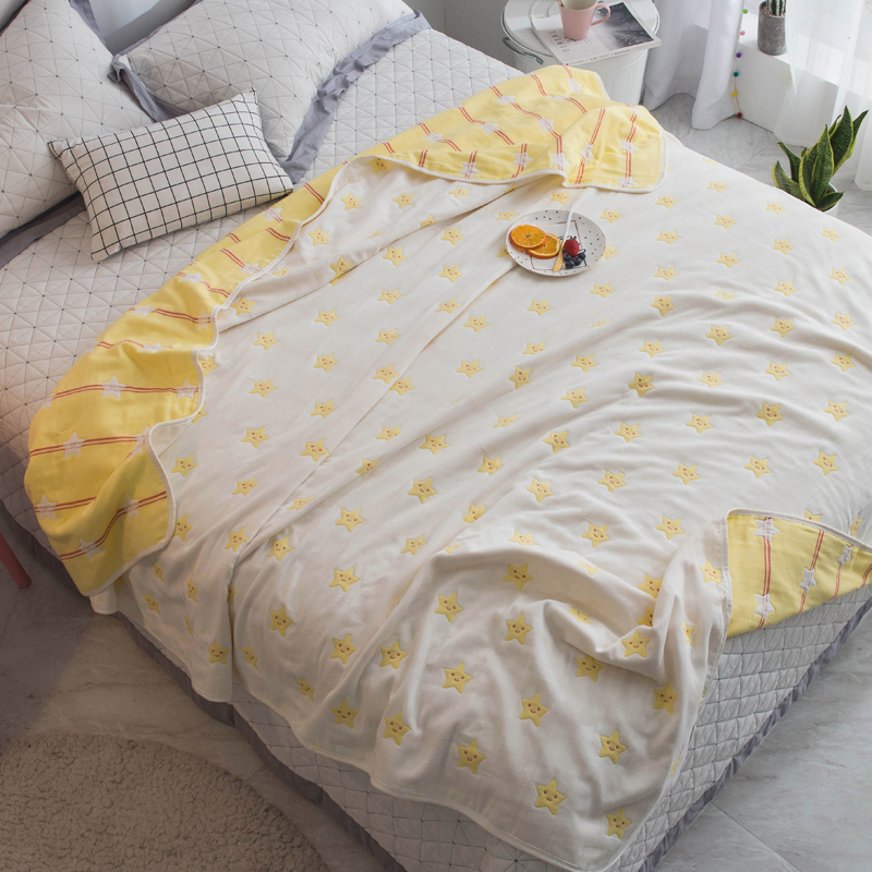 2024新款全棉六层纱布被子午睡空调沙发盖毯夏季毛巾被纯棉单双人毯子床单 120*150cm 星愿