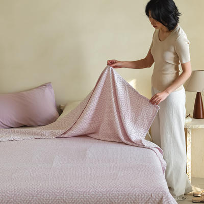 2024新款纱布毛巾被三层纯棉毯子双人盖毯午睡毯办公室空调被夏季薄毯单人 200*230cm 西西里-粉