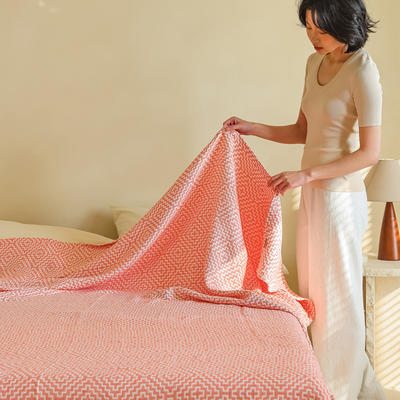2024新款纱布毛巾被三层纯棉毯子双人盖毯午睡毯办公室空调被夏季薄毯单人 200*230cm 西西里-橘