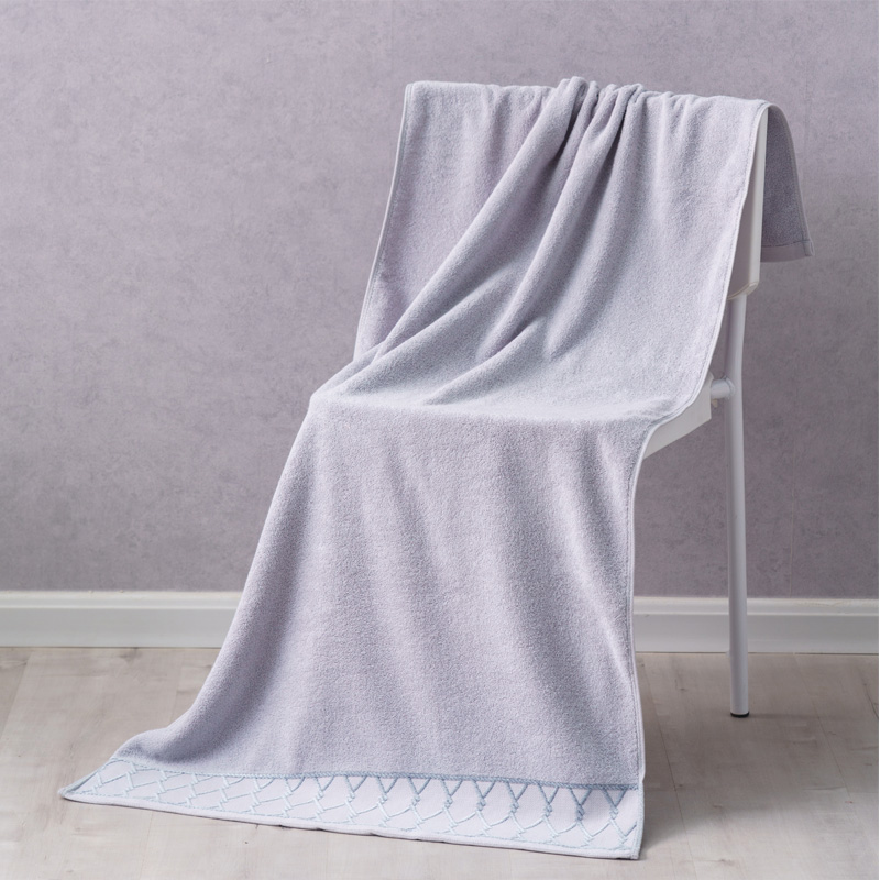 2024新款全棉32股大立体棱形系列毛巾浴巾 浅灰色70x140cm浴巾