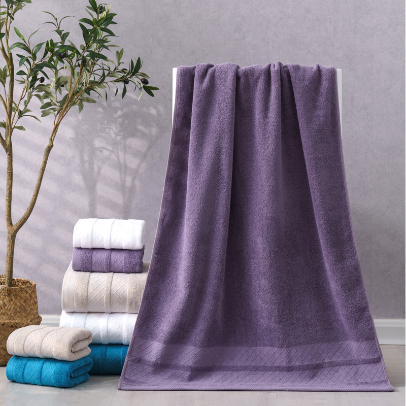 2024新款全棉32股小棱形系列毛巾浴巾 深紫色70x140cm浴巾
