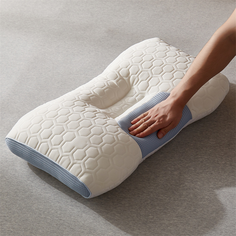 2022新款大豆乳胶护颈3D枕枕头枕芯 48*74 蓝（单只装)