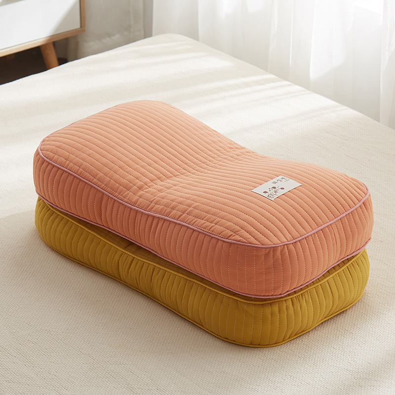 2023新款全棉砂洗面包荞麦枕头枕芯 橘粉色26*50cm【单只装】