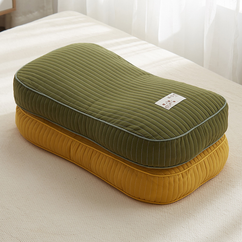 2023新款全棉砂洗面包荞麦枕头枕芯 森林绿26*50cm【单只装】