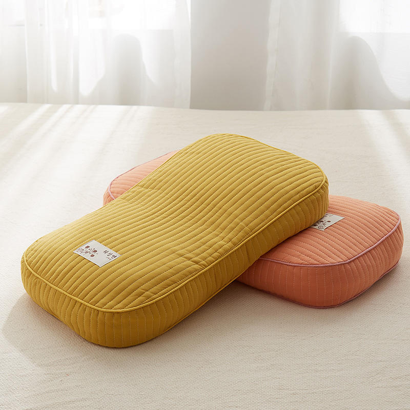 2023新款全棉砂洗面包荞麦枕头枕芯 蛋黄色26*50cm【一对装】