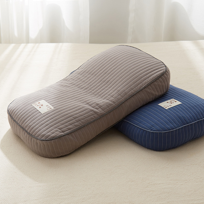 2023新款全棉砂洗面包荞麦枕头枕芯 对高级灰26*50cm【一对装】