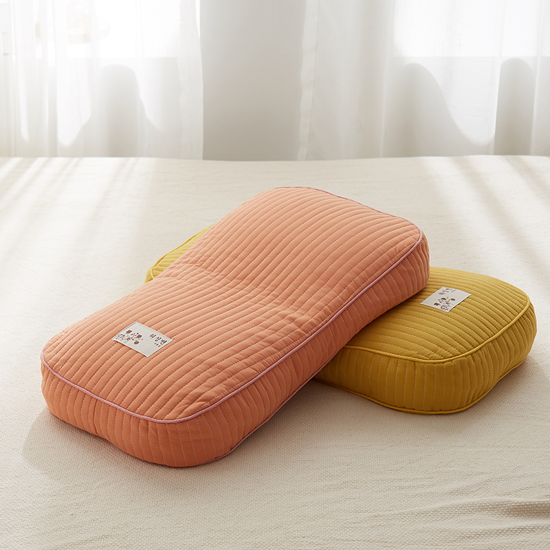 2023新款全棉砂洗面包荞麦枕头枕芯 橘粉色26*50cm【一对装】
