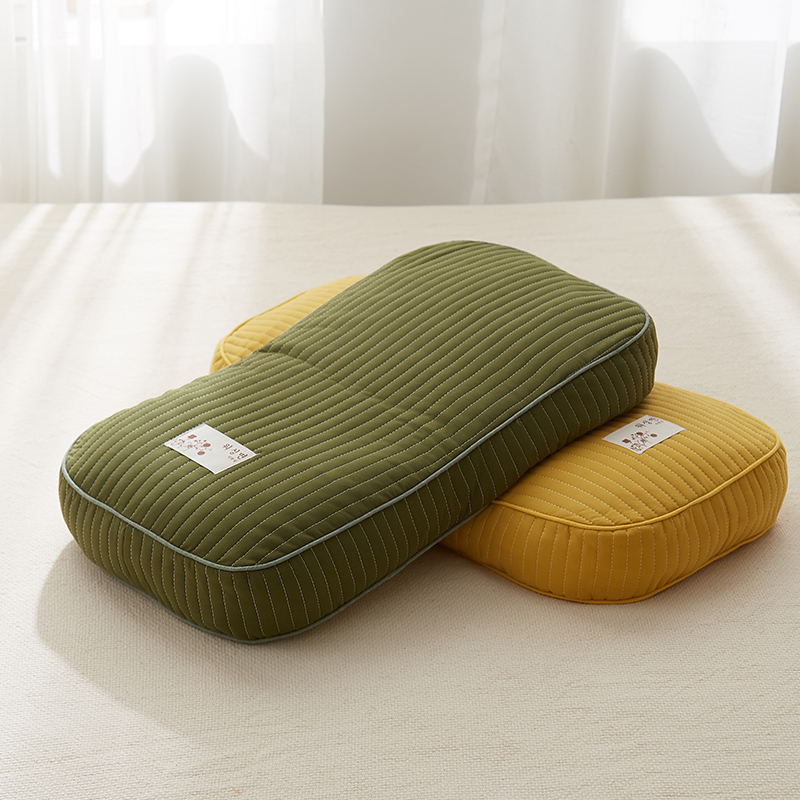 2023新款全棉砂洗面包荞麦枕头枕芯 森林绿26*50cm【一对装】