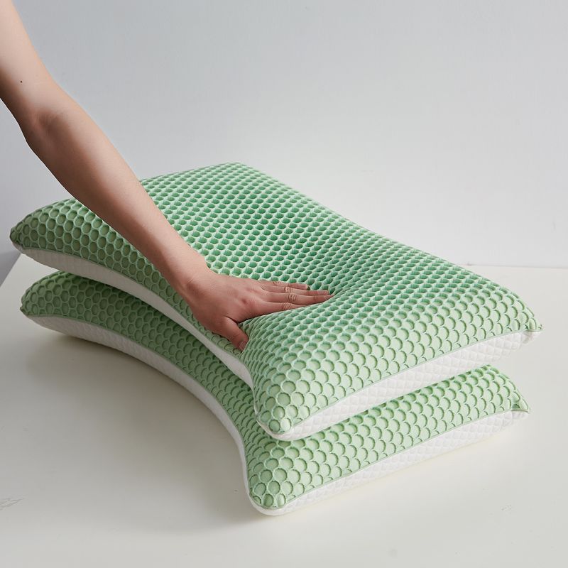 2023新款TPE生物机枕揽月 枕头枕芯 浅绿70*40*9/11【一对装】