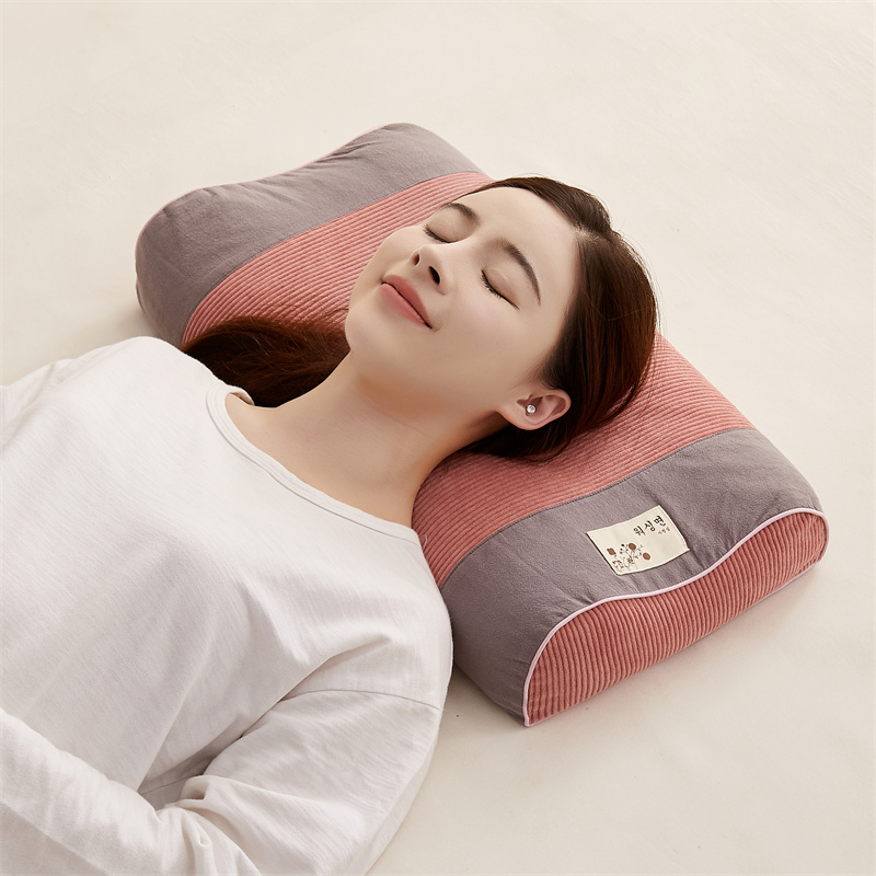 2023新款灯芯绒荞麦护颈枕头枕芯 皮粉色28*50cm