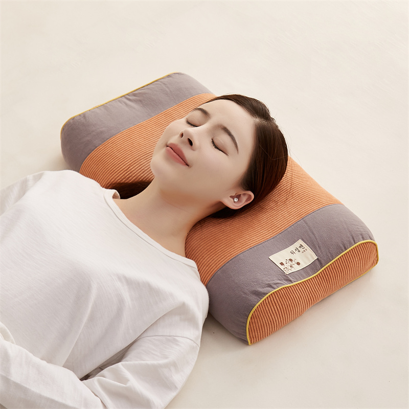 2023新款灯芯绒荞麦护颈枕头枕芯 浅橘色28*50cm