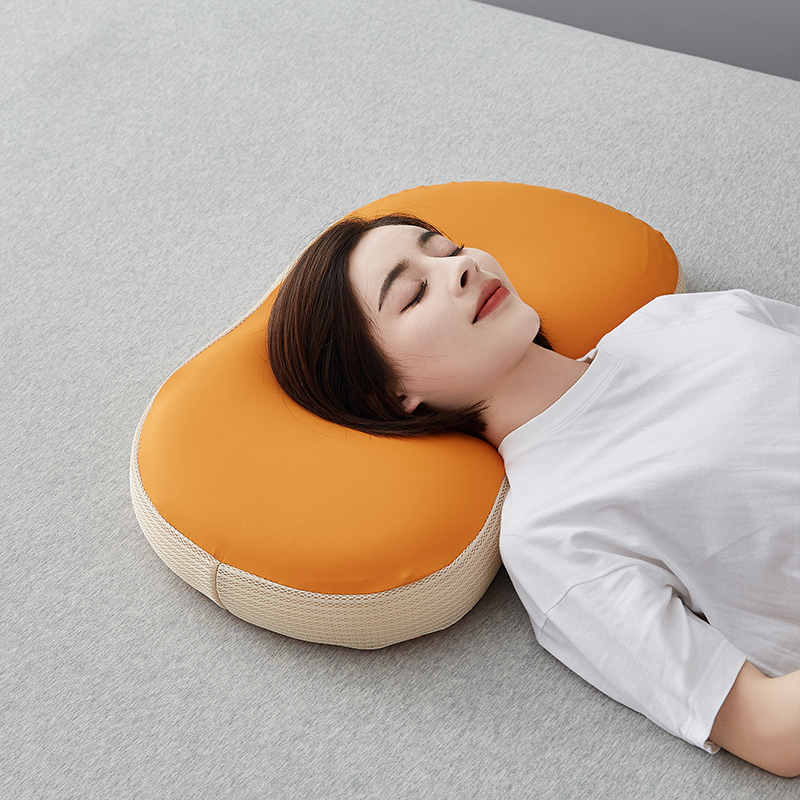 2023新款柔软舒适生物基棉豆枕枕头枕芯 生物基棉豆枕-橘色【一对装】