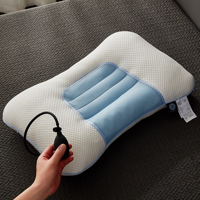 2023新款充气可调节4d气囊护颈枕头枕芯 4d气囊护颈枕-蓝色【一对装】