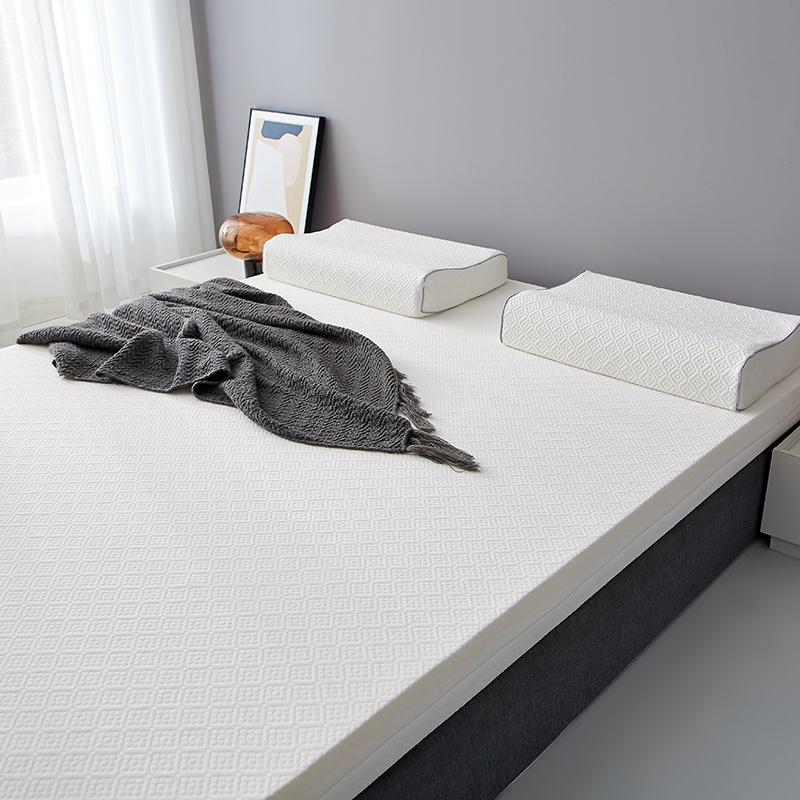 2024新款 针织棉天然乳胶床垫A品支持定做 90*200*5cm 乳胶床垫-白方格平板（含内外套）