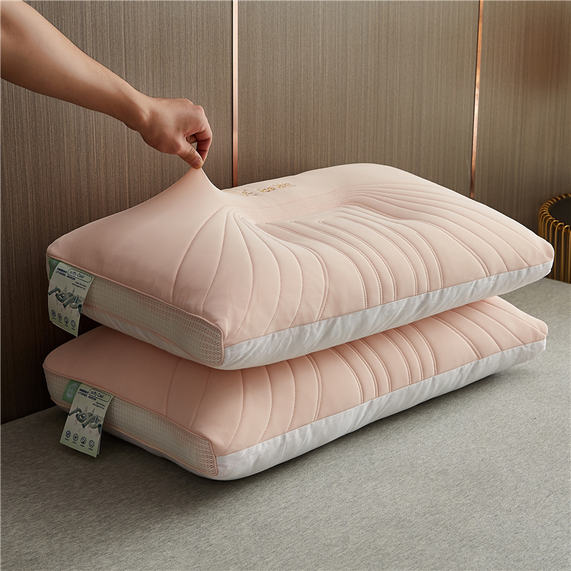 2024新款 冰丝乳胶护颈枕 枕头枕芯 冰丝乳胶护颈枕-粉色【单只装】