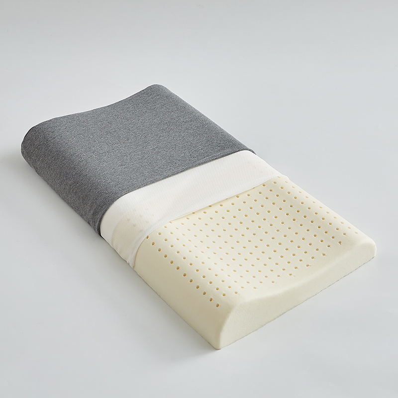2024新款 全棉乳胶低枕 枕头枕芯 60x35cm【一对】 乳胶低枕-深灰