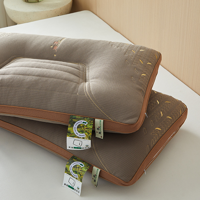 2024新款荞麦生态护颈枕 枕头枕芯 48*74cm 荞麦生态护颈枕-深灰色【单只】