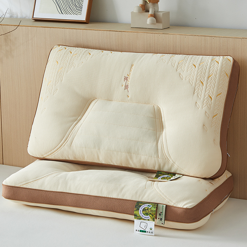 2024新款荞麦生态护颈枕 枕头枕芯 48*74cm 荞麦生态护颈枕-米色【一对】
