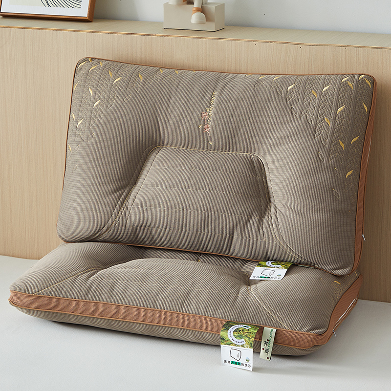 2024新款荞麦生态护颈枕 枕头枕芯 48*74cm 荞麦生态护颈枕-深灰色【一对】