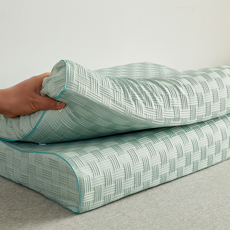 2024新款华夫格乳胶枕 枕头枕芯 40*60*10-12cm 华夫格乳胶枕/颗粒绿【单只】