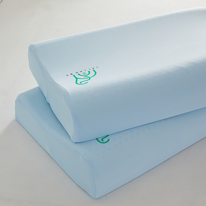 2024新款凉感天然乳胶枕 枕头枕芯 40*60*10-12cm 凉感乳胶枕/平面蓝【一对】