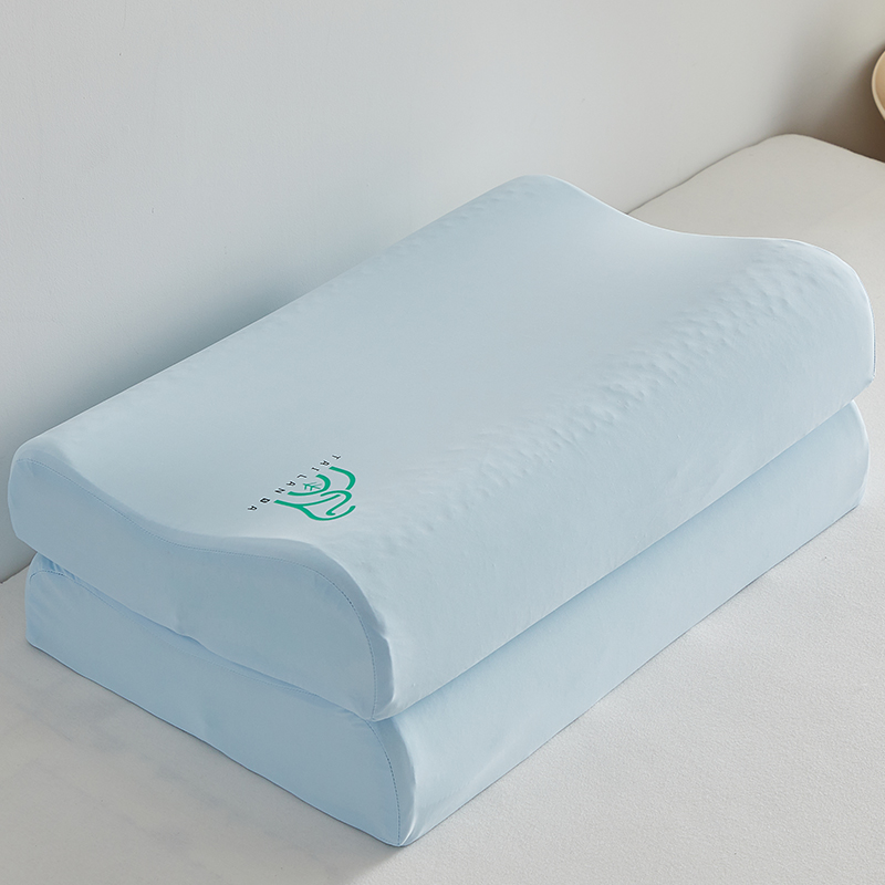 2024新款凉感天然乳胶枕 枕头枕芯 40*60*10-12cm 凉感乳胶枕/颗粒蓝【一对】
