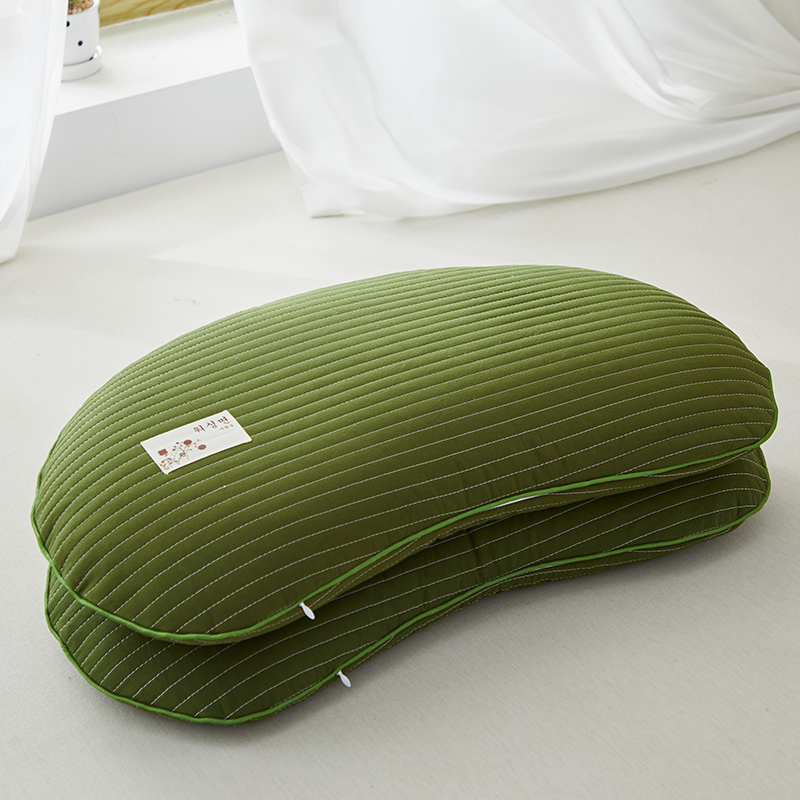 2024新款全棉砂洗月牙荞麦枕 枕头枕芯 32*55cm 全棉砂洗分区荞麦枕-M8绿 【一对】